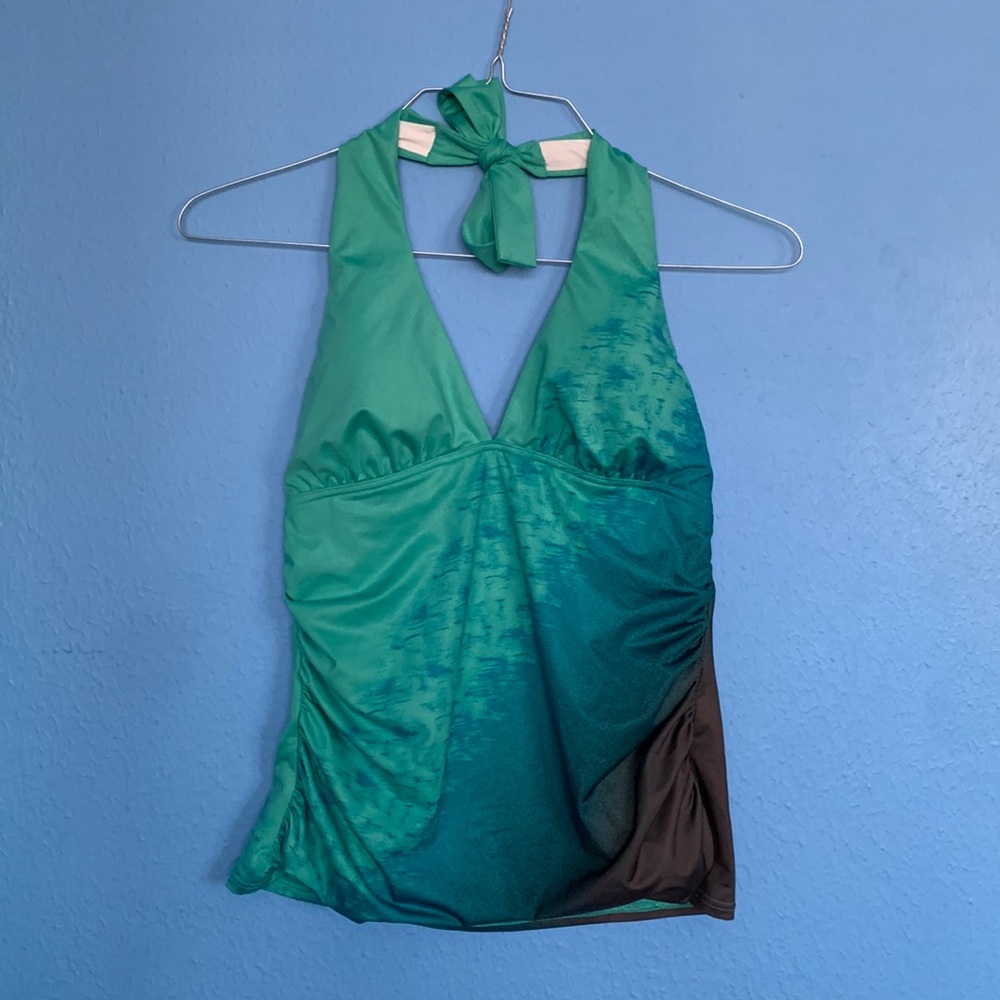 Calvin Klein Ombré Ruched Halter Tankini Top